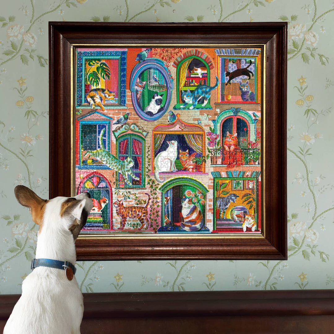 Cats In Windows Square Puzzle, 1000 Piece