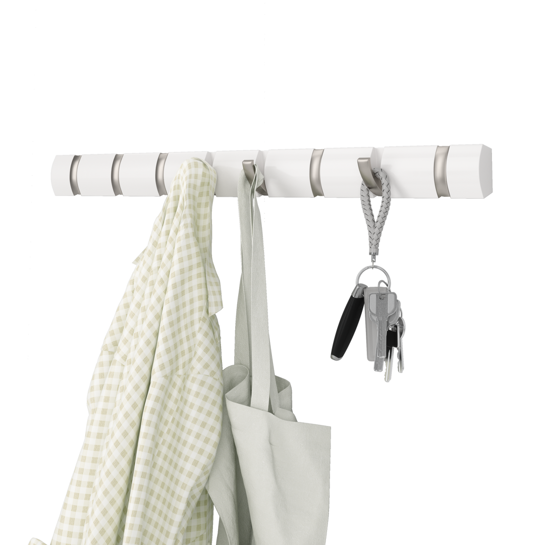 Natural & Nickel Flip 8 Wall Hook