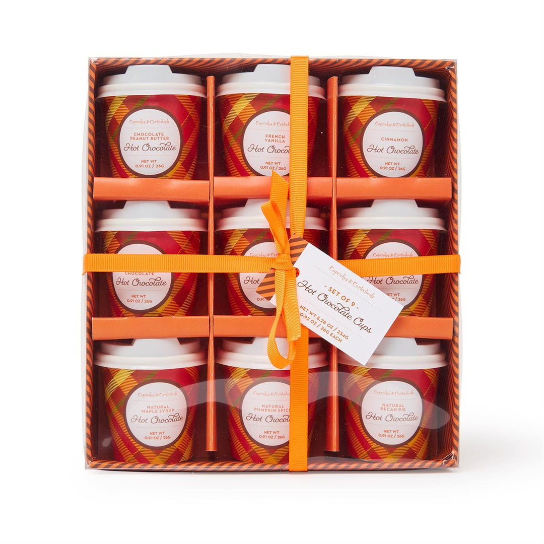 Festive Fall Hot Chocolate Cup Set In Gift Box, Includes 9 Natural Flavors