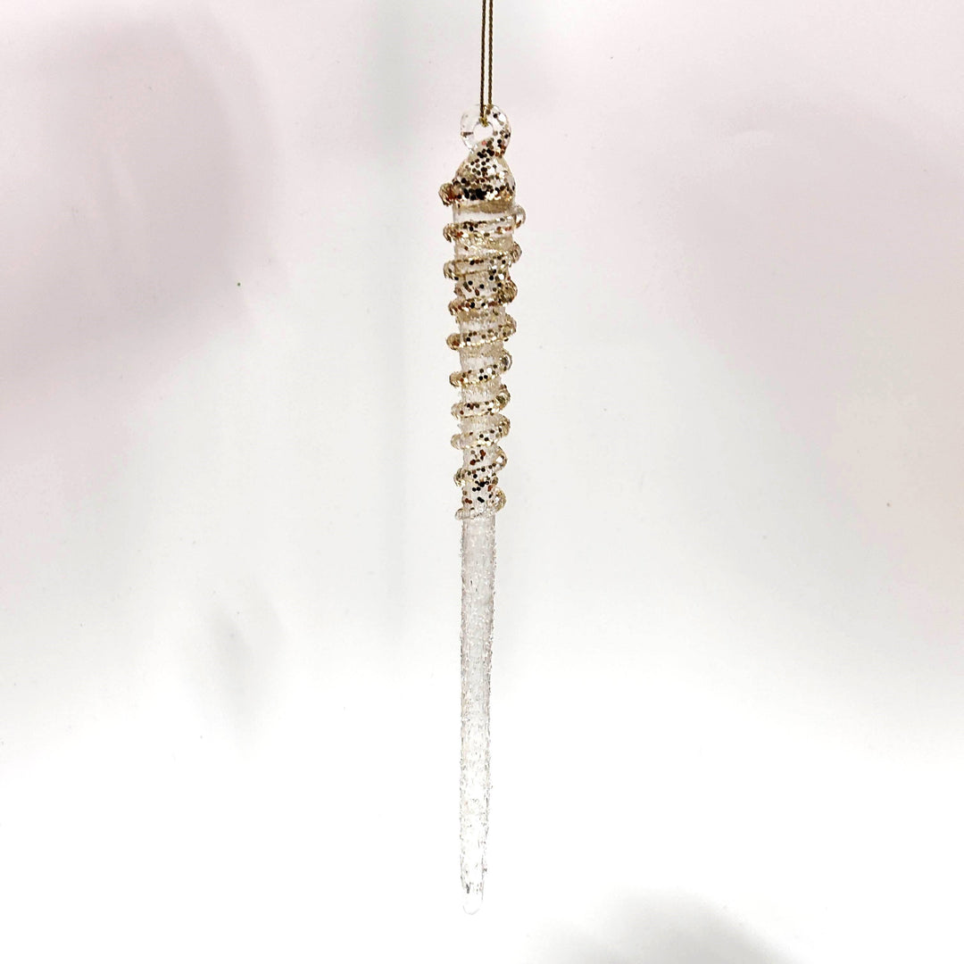 Gold Glitter Icicle Ornament