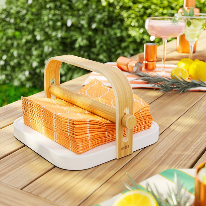 White & Natural Bellwood Napkin Holder