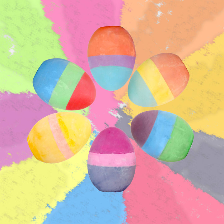 Tri-Colored Chalk Eggs, Set Of 12