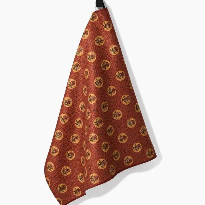 Artisanal Floral Orange Tea Towel