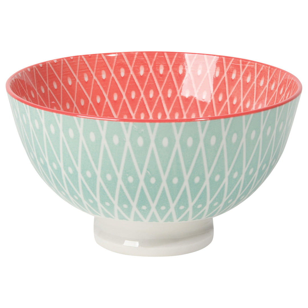 Geo Pink Stamped Bowl 4 inch