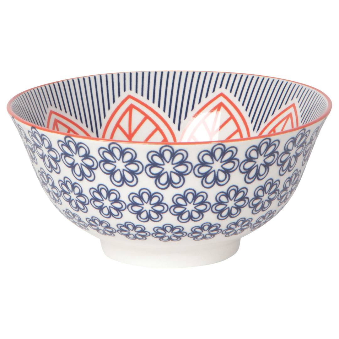 Red Floral Stamped Bowl, 6"