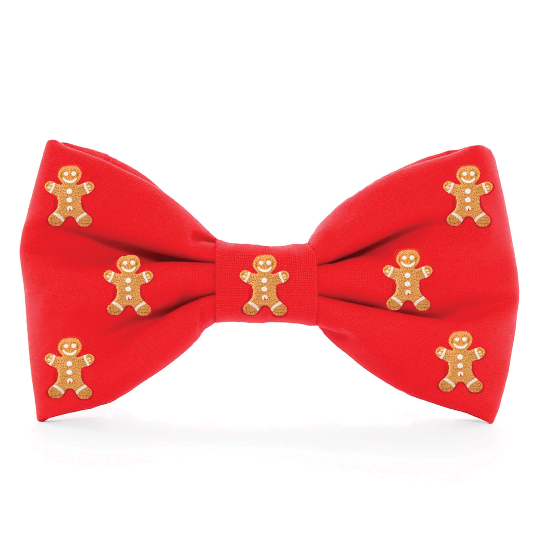 Gingerbread Man Embroidered Dog Bow Tie, Small