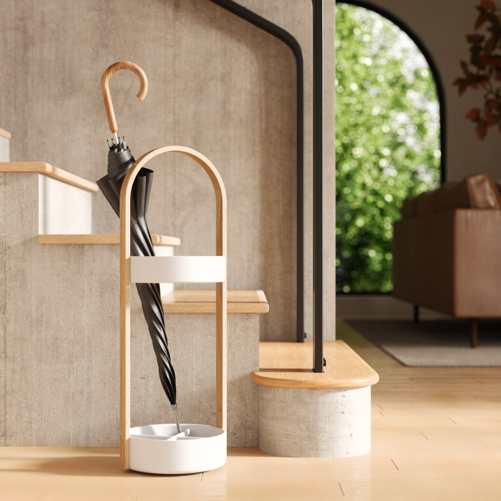 White & Natural Bellwood Umbrella Stand