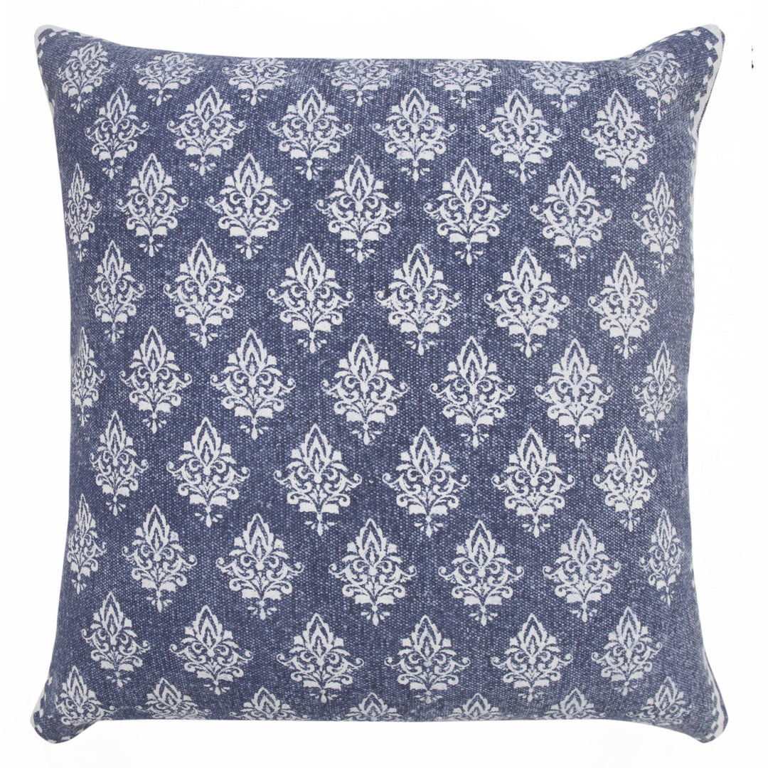 Indigo & White Block Print Pillow, 20" x 20"