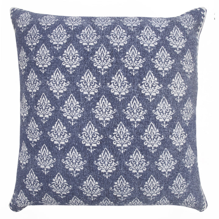 Indigo & White Block Print Pillow, 20" x 20"