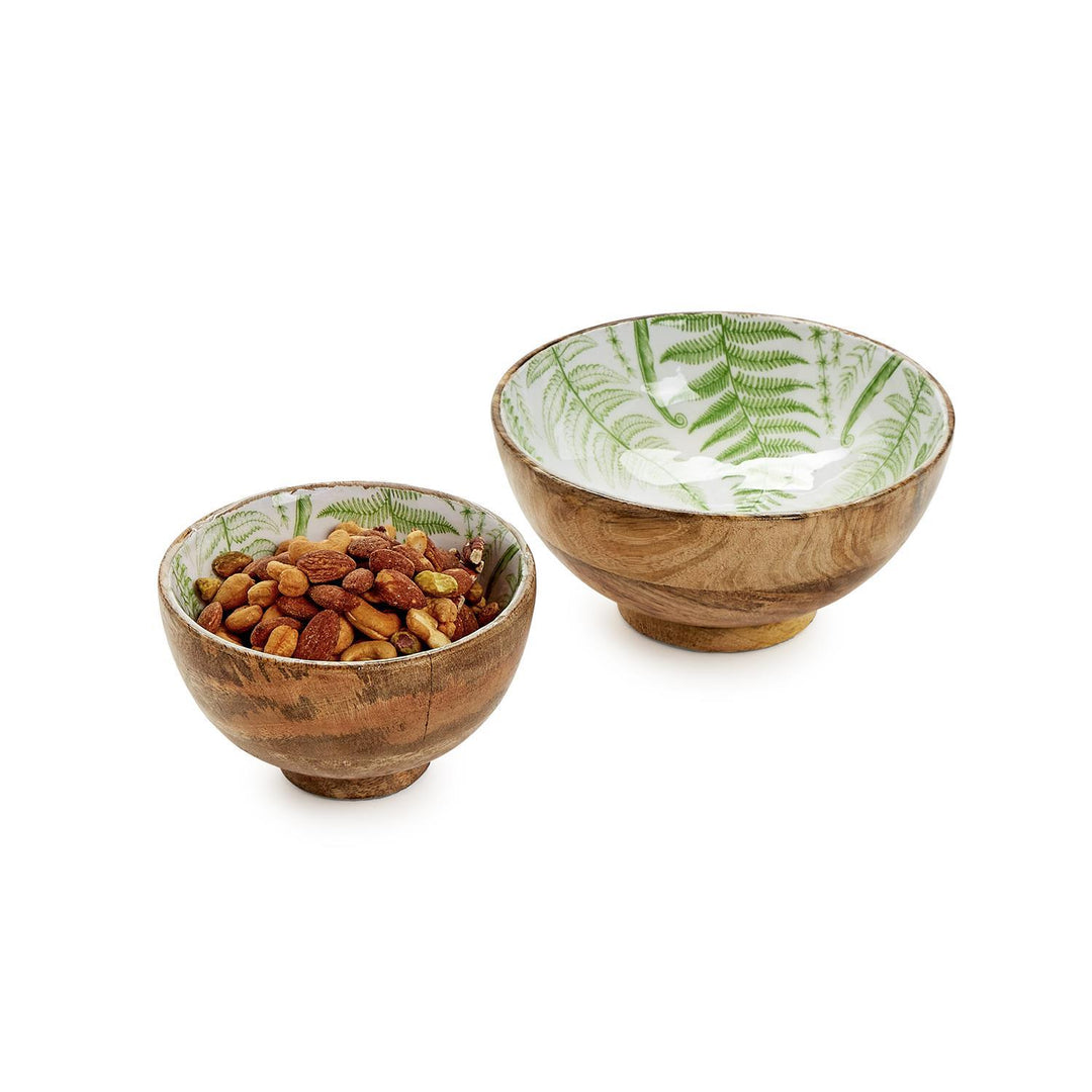 Fanciful Fern Hand-Crafted Wood Pedestal Bowl