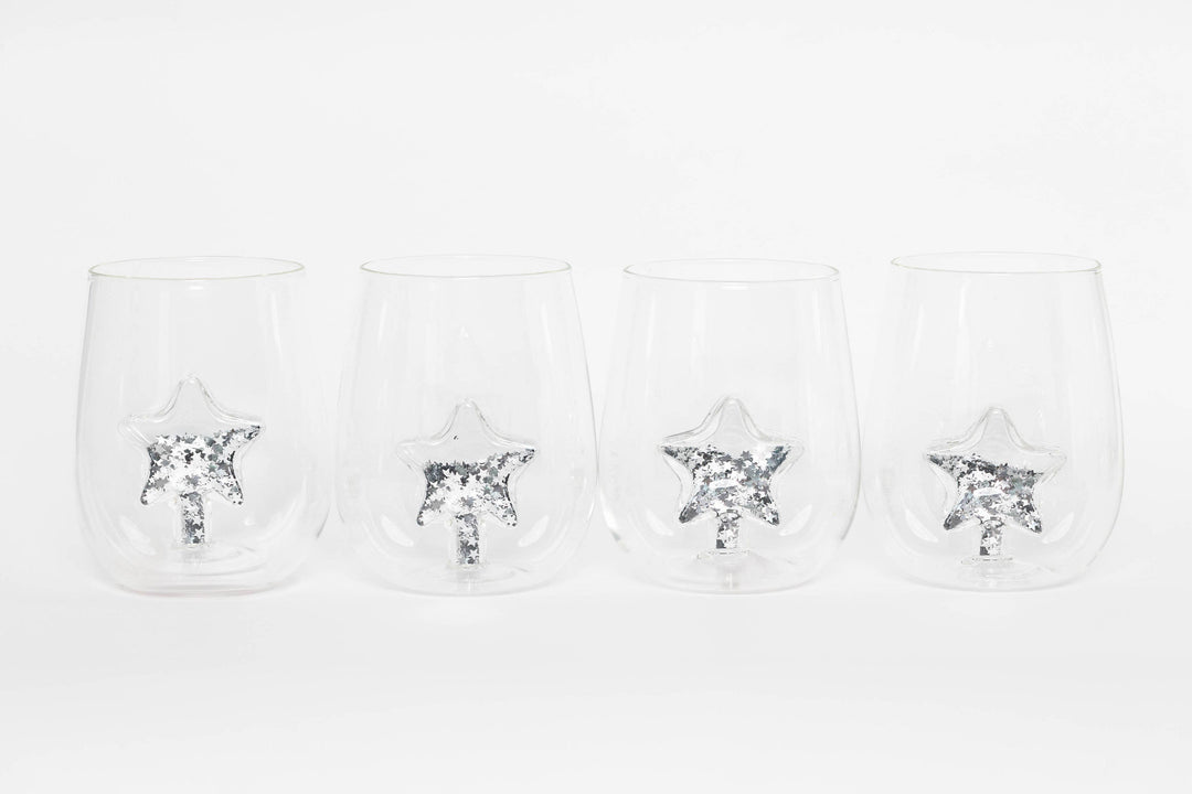 Jeanne Fitz Glitter Star Stemless Wine Glass