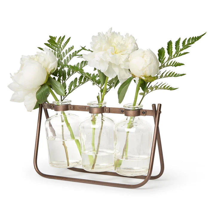 Triple Bottle Vase on Metal Stand