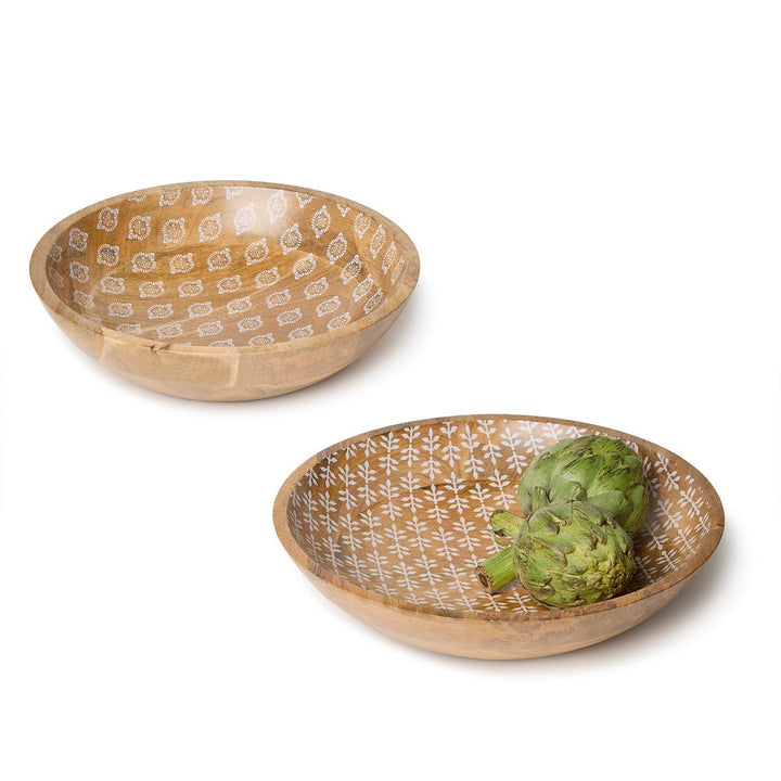 Block Print Mango Wood Bowl
