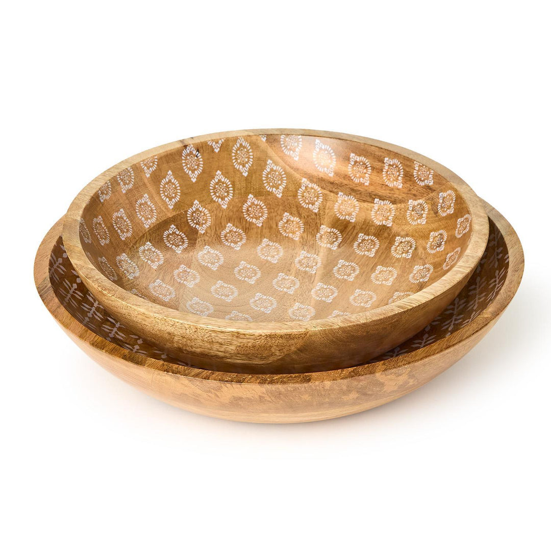 Block Print Mango Wood Bowl