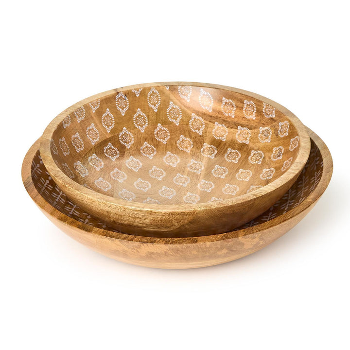 Block Print Mango Wood Bowl