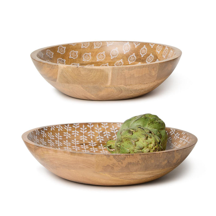 Block Print Mango Wood Bowl