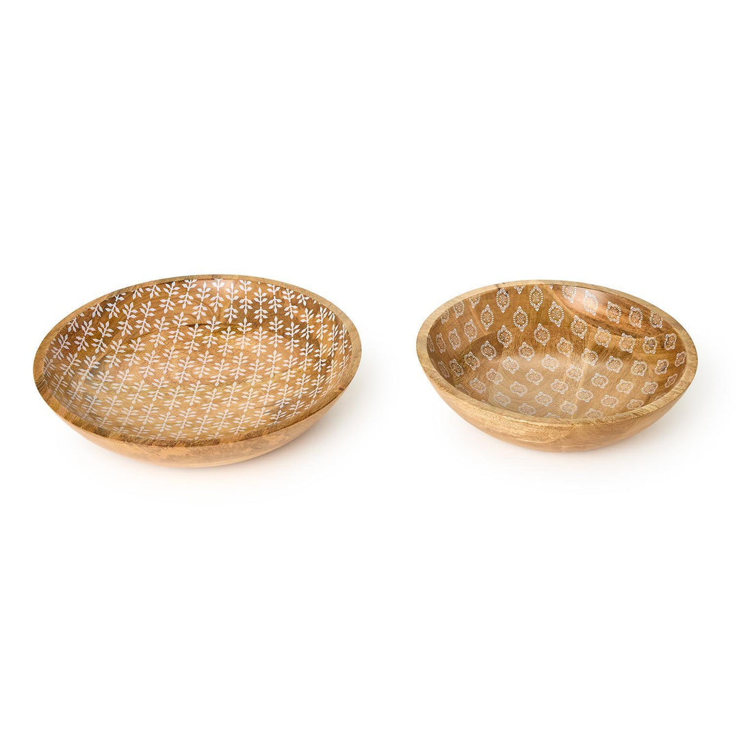 Block Print Mango Wood Bowl