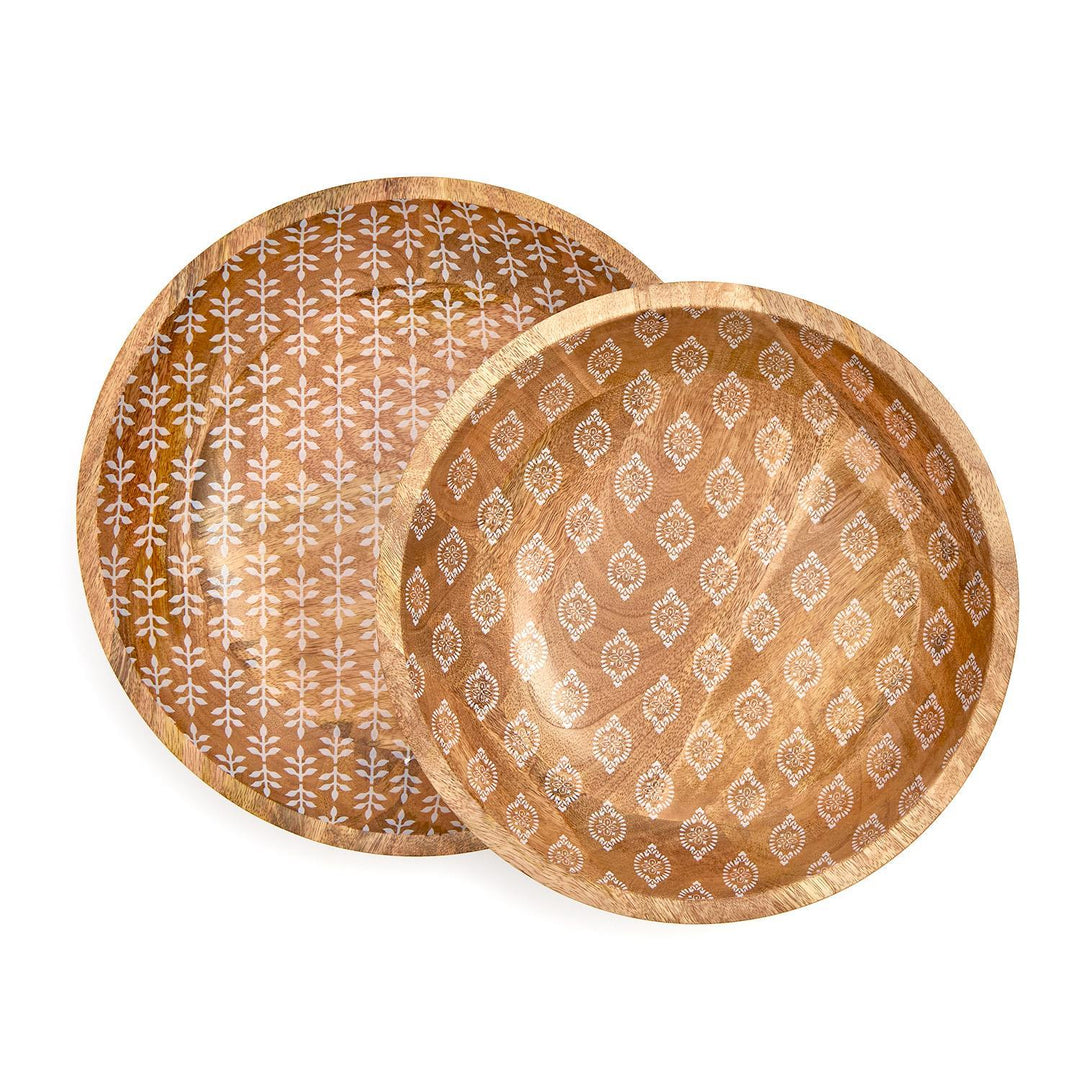 Block Print Mango Wood Bowl