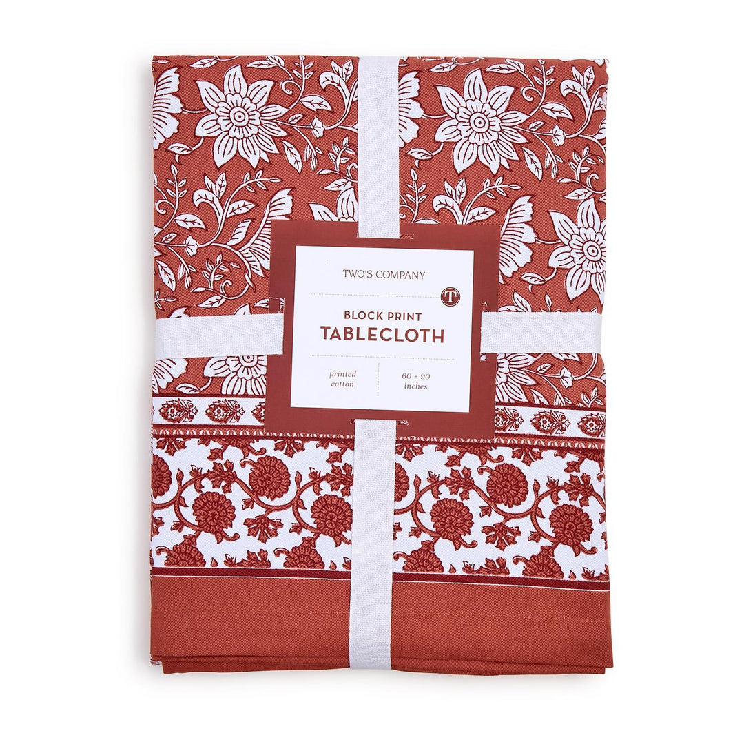 Terracotta Block Print Tablelcloth