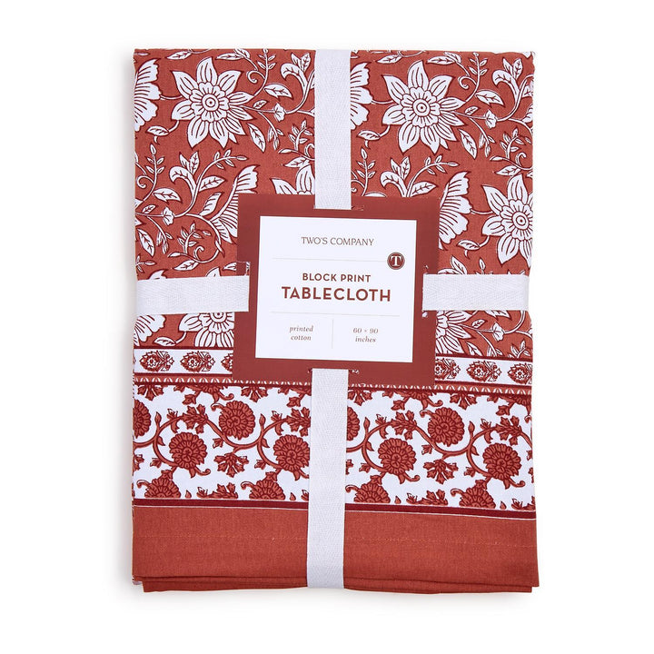 Terracotta Block Print Tablelcloth