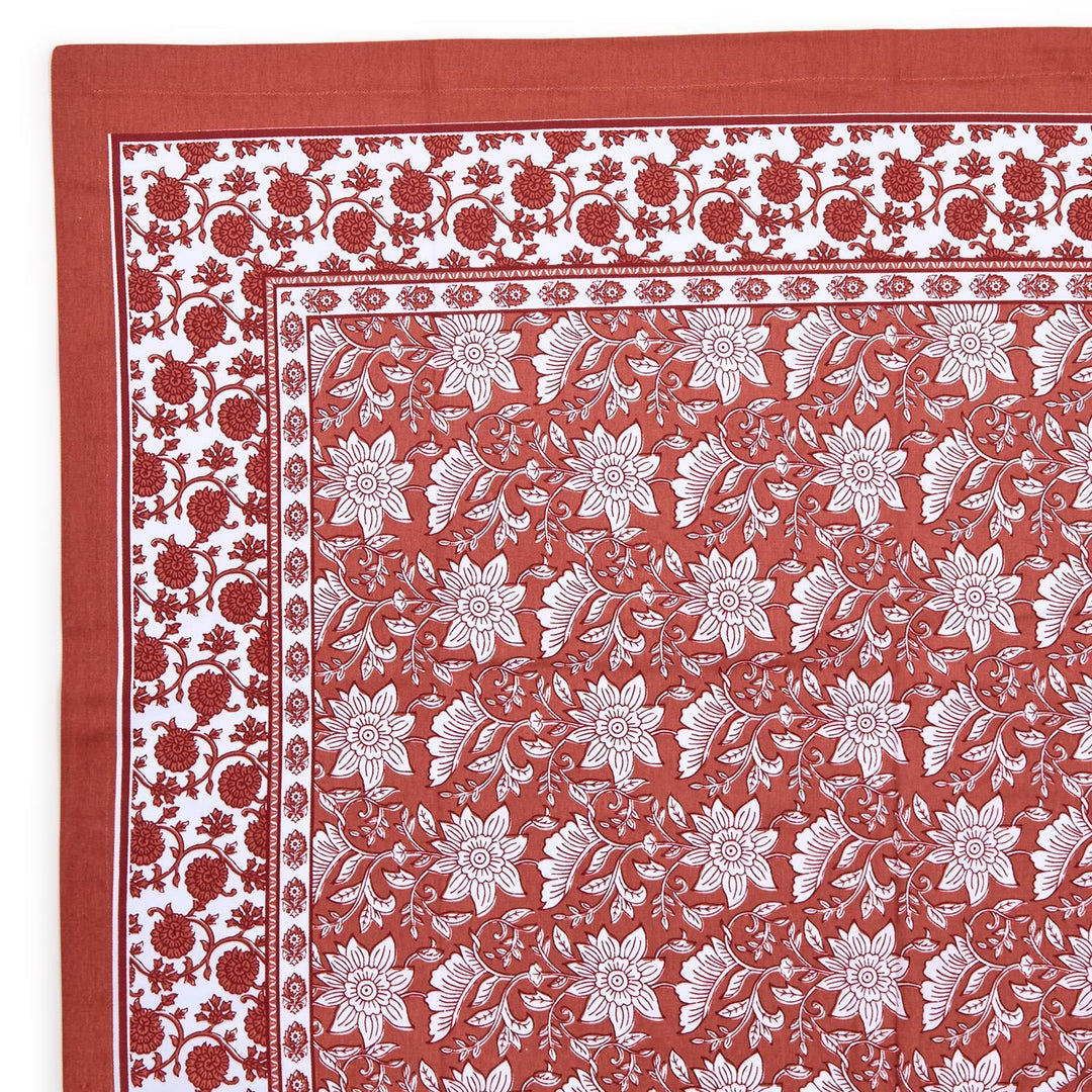 Terracotta Block Print Tablelcloth