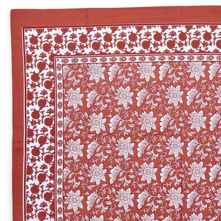Terracotta Block Print Tablelcloth