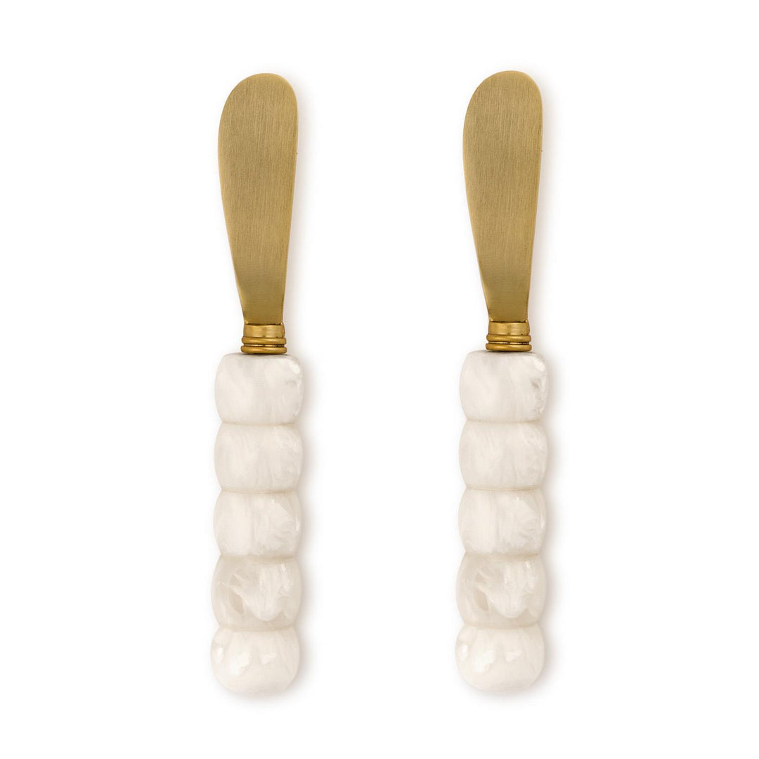 White Beaded Spreaders, Set Of 2