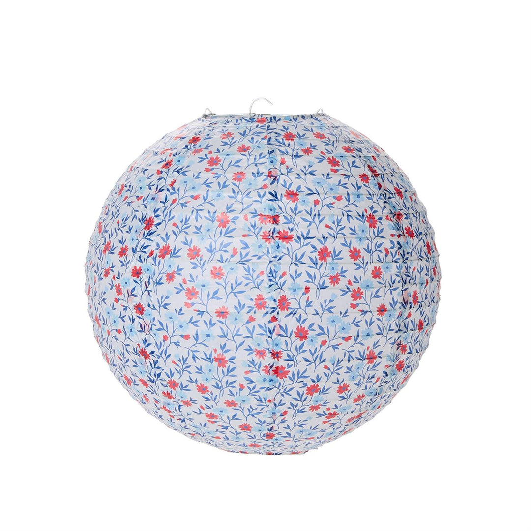 Red, White & Bloom Paper Lanterns, Set Of 3
