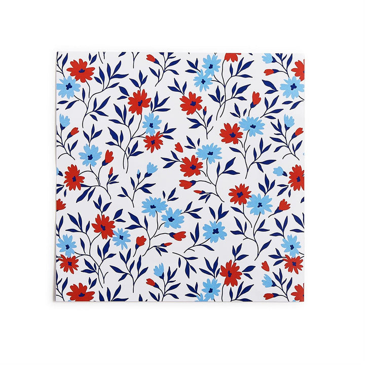 Red, White & Bloom Floral Paper Cocktail Napkin, Set Of 30
