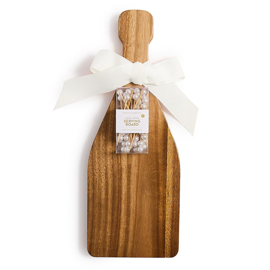 Champagne Bottle Charcuterie & Dessert Serving Board With 20 Pearl Picks