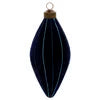 Navy Felted Striped Teardrop Glass Ornament