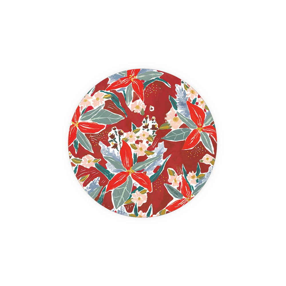 Red Poinsettia Coasters, Set Of 4