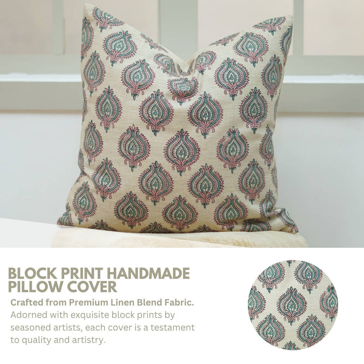 Bold Style Block Print Linen Blend Pillow, 20" x 20"