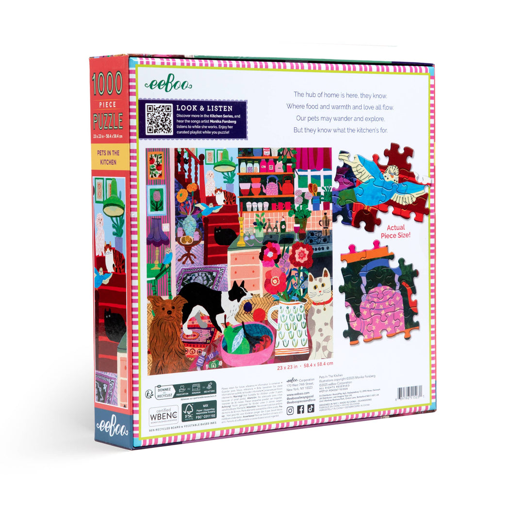 Pets in the Kitchen Square Puzzle, 1000 Pieces