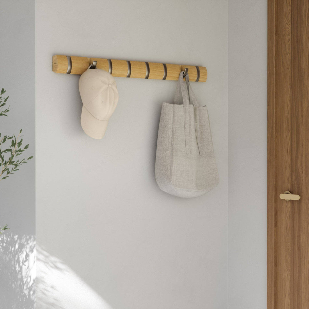 Natural & Nickel Flip 8 Wall Hook