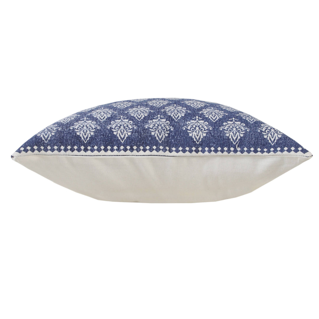 Indigo & White Block Print Pillow, 20" x 20"