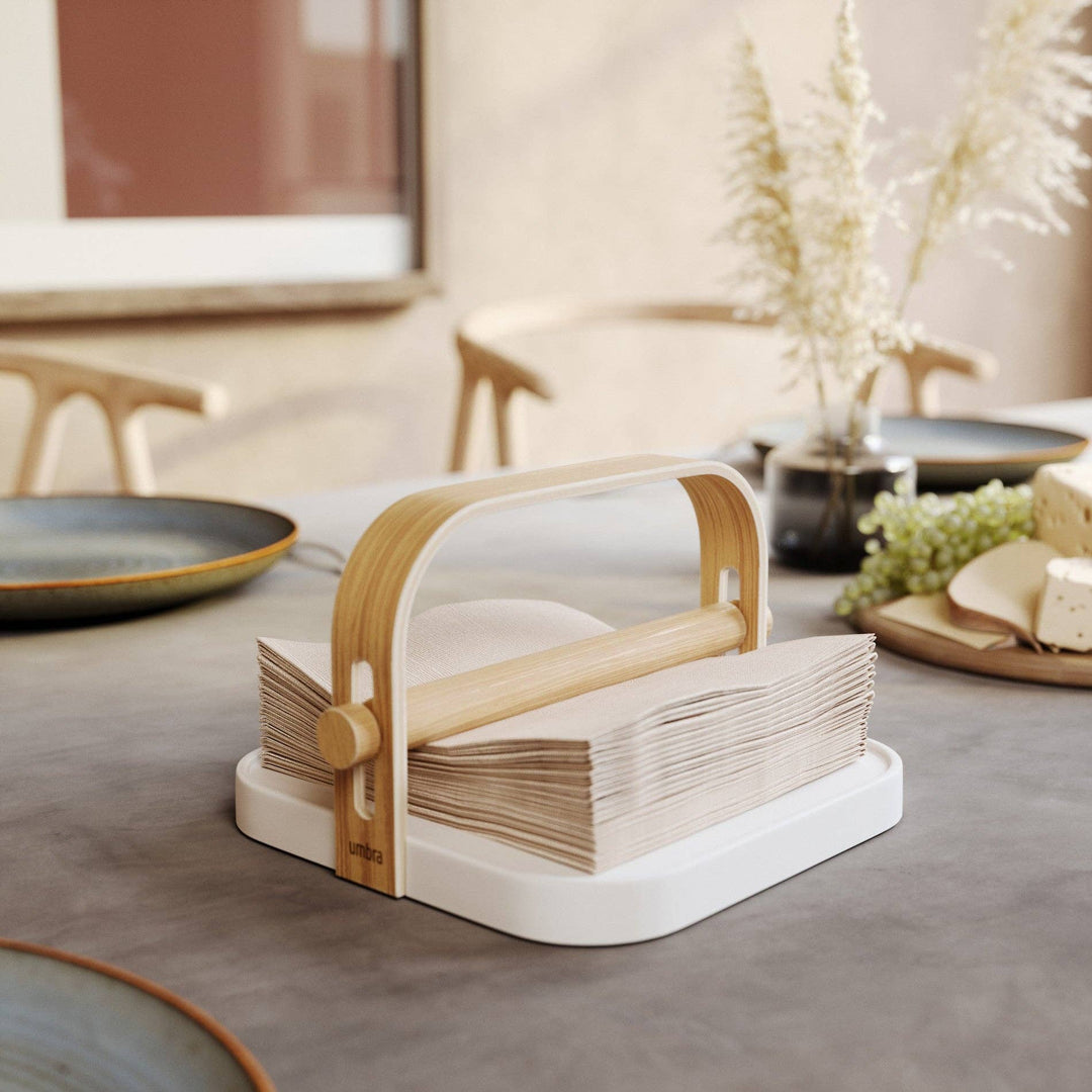 White & Natural Bellwood Napkin Holder
