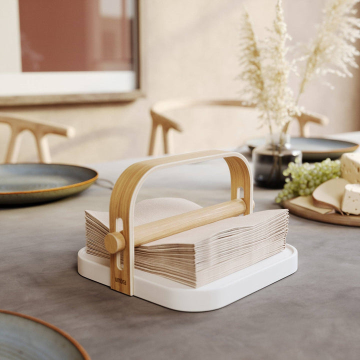 White & Natural Bellwood Napkin Holder