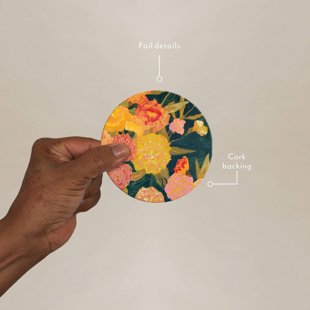 Marigolds Coasters, Set Of 4