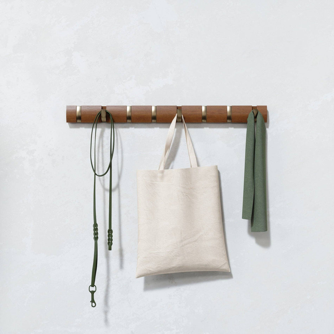 Natural & Nickel Flip 8 Wall Hook