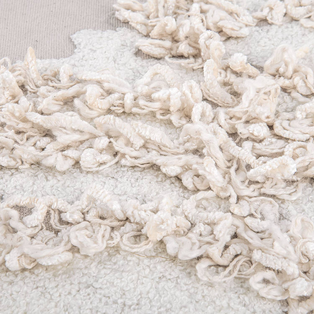 Beige Christmas Tree Cotton Embroidered Pillow, 18" x 18"