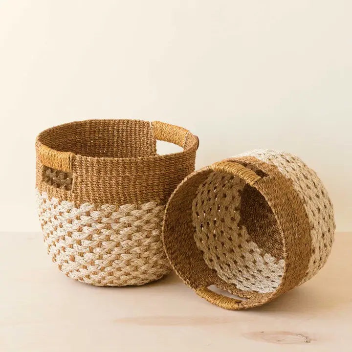 Natural Golden Brown Round Baskets