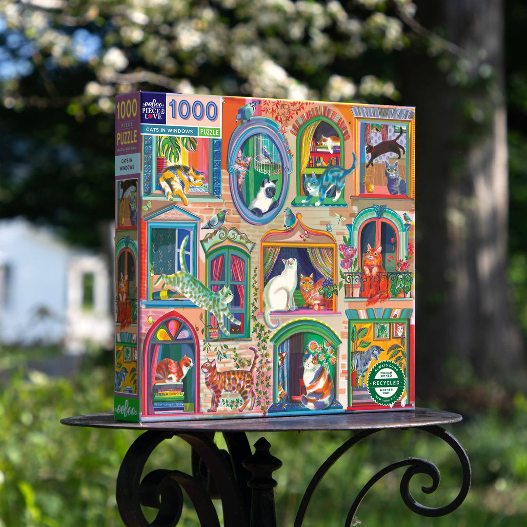 Cats In Windows Square Puzzle, 1000 Piece