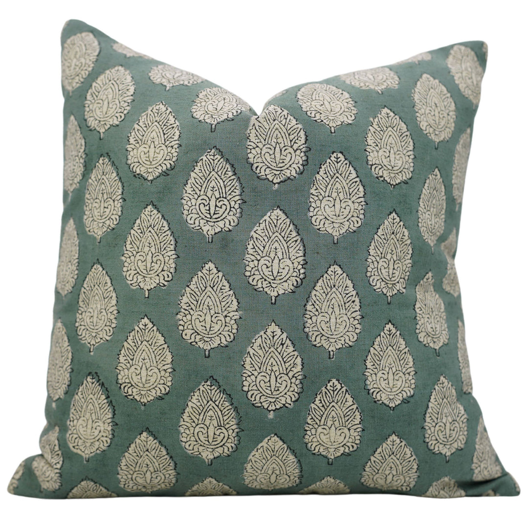 Betal Leaf Block Print Pillow, 20" x 20"