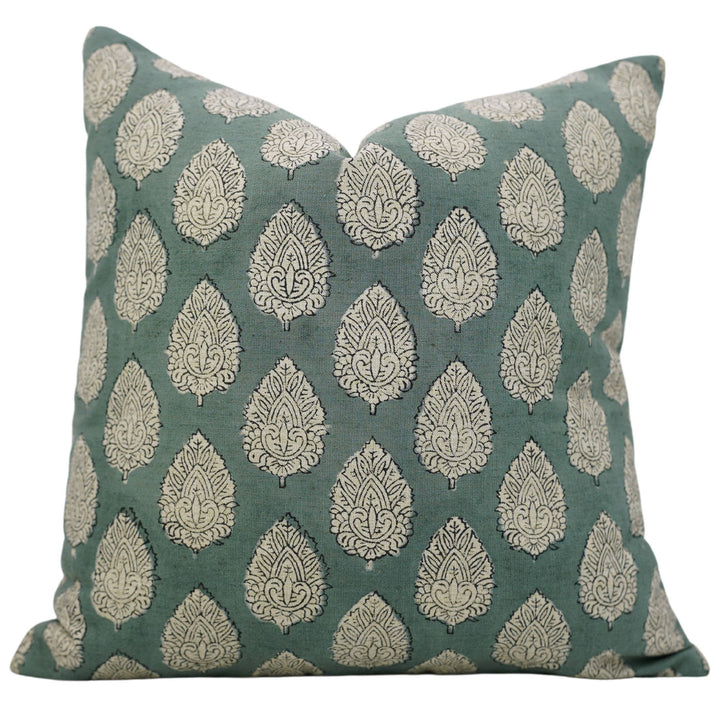 Betal Leaf Block Print Pillow, 20" x 20"