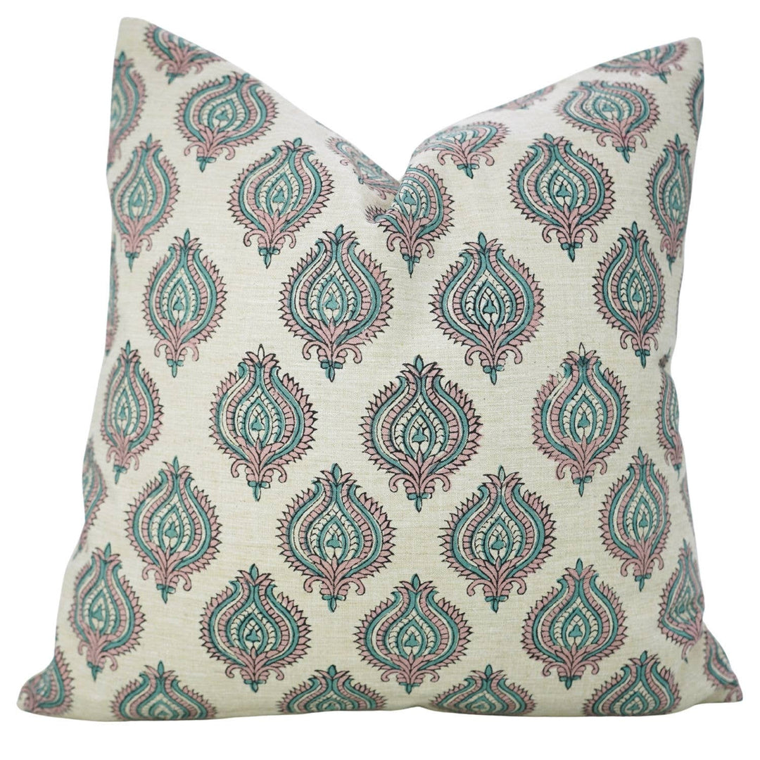 Bold Style Block Print Linen Blend Pillow, 20" x 20"