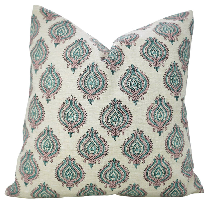 Bold Style Block Print Linen Blend Pillow, 20" x 20"