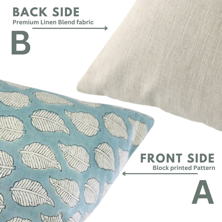Floral Block Design Linen Blend Pillow, 20" x 20"