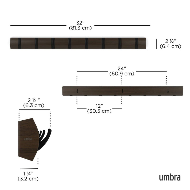 Natural & Nickel Flip 8 Wall Hook