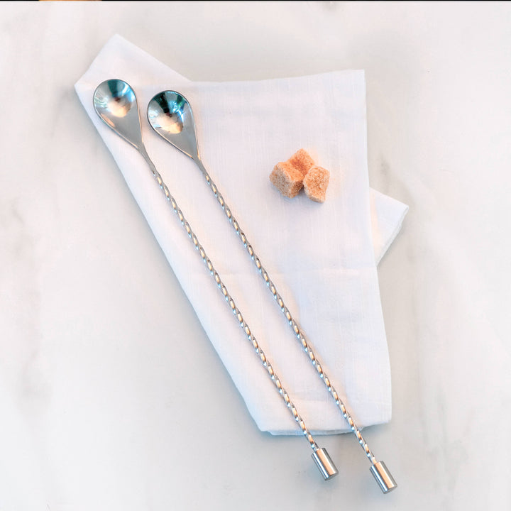 Stainless Steel Bar Spoons With Spiral Handle, Set of 2